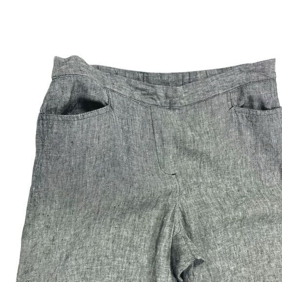 J. Jill Linen Pants Womens Large Petite Gray Wide Leg Elastic Waistband Relaxed - Picture 4 of 15